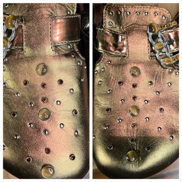 Birkenstock Betula Boston Bronze Buckle Mules Clogs Rhinestones Size 6 - Picture 5 of 9